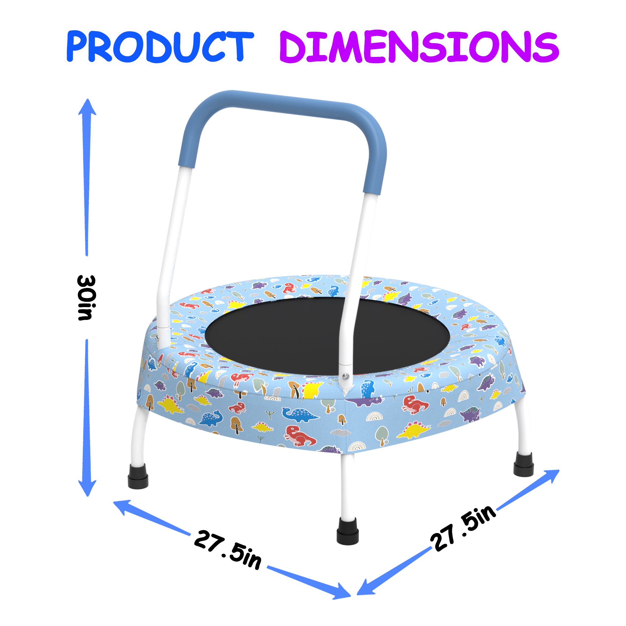 28" Mini Trampoline for Kids with Handle, Toddler Trampoline, Exercise Rebounder with Foam Handle, Indoor Trampoline, Kids Mini Trampoline, Small Rebounder Trampoline for Indoor and Outdoor Use