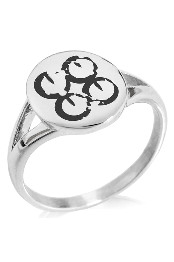 Stainless Steel Ancient Tribal Commitment Rune Minimalist Oval Top Polished Statement Signet Ring