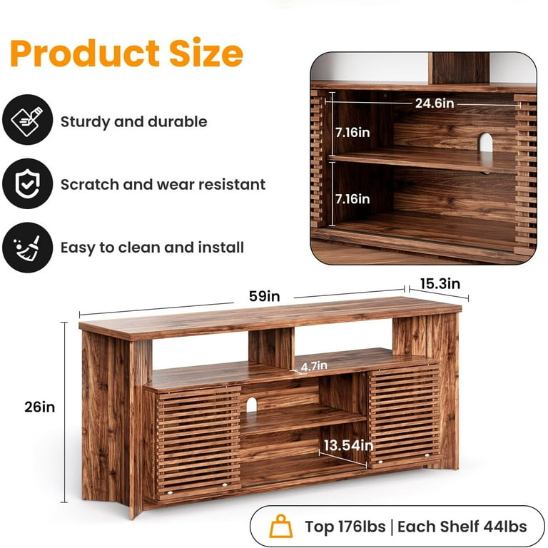 Flycity Mid Century Modern TV Stand for 55 60 65 Inch TVs