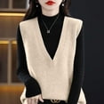 thumbnail image 6 of Winter Sweaters for Women Sleeveless V Neck Pullover Knitwear Sweater Vest Casual Trendy Fall Winter Outfit, 6 of 7