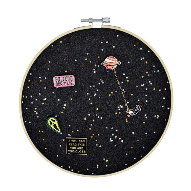 Organizador de broches brillantes, tablero de brillo delicado con estrellas, decoración del hogar, soporte de exhibición de de pines Negro Yinane Organizador de broches