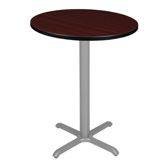 Regency Cafe High 30" Round X-Base Table- Mahogany/ Grey Base
