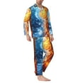 thumbnail image 2 of Naloa Red And Blue Flame Waves Men’s Pajamas Set - Long Sleeve Button Down Sleep Shirt and Pajama Bottoms Sleepwear Set-XX-Large, 2 of 7