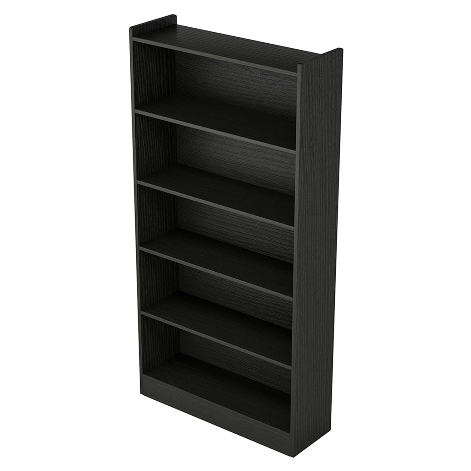 Demi Bonn Wood Bookcase, 72" Tall Bookshelf with Open Storage Shelves, 5-Tier Bookshelf for Bedroom, Living Room, Black