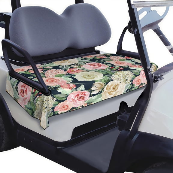 Charming Floral Print Golf Cart Seat Cover 51" x 31" Front Bench Towel Blanket Fit Protects from Wear