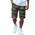 thumbnail image 2 of HOWPAY Men's Cargo Shorts Casual Relaxed Fit Elastic Waist Cargo Pants Camo Print Multi Pockets Outdoor Lightweight Hiking Shorts Army Green L, 2 of 5