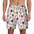 thumbnail image 2 of Goofa Tulips Flowers Printed Men's Swim Trunks Board Shorts Quick Dry Mens Swimming Trunks with Compression Liner,Breathable Fit Hawaii Beach Shorts-Small, 2 of 9