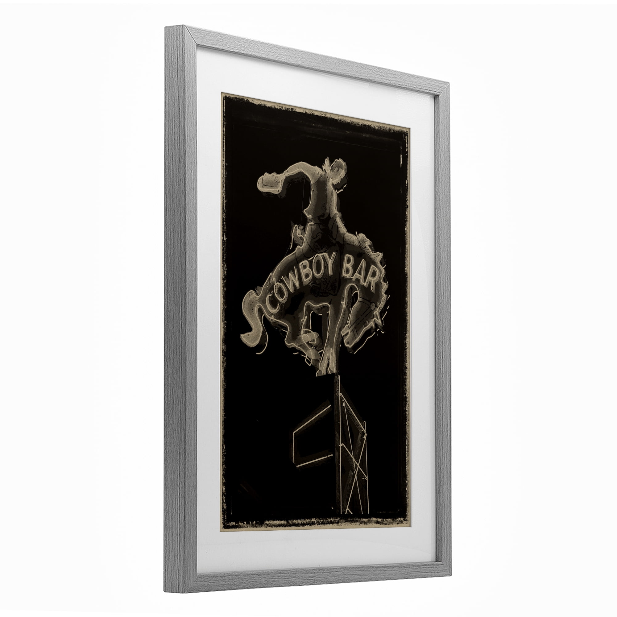 Stupell Industries Cowboy Bar on Black Gray Framed Print Under Glass, design by Grotto Studios