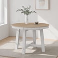thumbnail image 2 of Hassch Extendable Round Dining Table for 2-4-6, 42"-58" Kitchen Table with Wood Frame for Home, Space Saving, Natural+Antique White, 2 of 7
