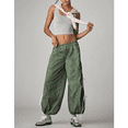 thumbnail image 3 of PUWEI Women's Parachute Pants Baggy Elastic Waist Track Pants Casual Bow Knot Trousers with Pockets, 3 of 7
