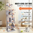 thumbnail image 6 of KFFKFF Feline Structure, 63" Feline Stand with Dual Kitty Houses, Sisal Scratch Pole, Relaxing Swing, Elevated Lounging Spot,Leaping Stages,Spacious Cat Play Equipment with Dangling Sphere,Pale Grey, 6 of 9