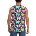 thumbnail image 4 of Pofeuu Colorful Alpaca Print Men's Muscle T-Shirt, Sleeveless, Muscle Tank, Classic Muscle Tee Top For Men Casual Sleeveless Muscle T-Shirt Trendy Clothes-X-Large, 4 of 7