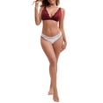 thumbnail image 2 of INSPIRE CHIC Women's Lace Trim Wirefree Lingerie Push Up Adjustable Spaghetti Straps Deep V Soft Bras M Wine Red, 2 of 4
