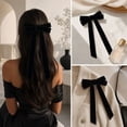 thumbnail image 6 of 10 Pcs Black Velvet Christmas Tree Ribbon Bows Pre Tied Long Tail Fabric Bow Hanging Ornaments Set for Holiday Wreath Decor 12.4x1 in, 6 of 6