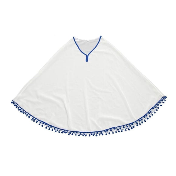 Guardoinrt Women Tassel Trim Bikini Cover up Sunscreen Sexy Pareo Sarong Girl Chiffon Long Sleeve Swimwear Beach Dress