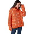 thumbnail image 5 of Suéteres de otoño para mujer Suéter de punto de cuello alto Jersey de manga larga a cuadros con abertura lateral Prendas de abrigo a cuadros Tops holgados, 5 of 5