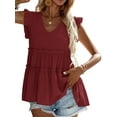 thumbnail image 5 of Liacowi Women Junior Pleated Ruffle Swing Tops Vest Casual Sleeveless V Neck  Summer Loose Blouses Shirts, 5 of 8