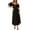 Black, variant on Women's Sweetheart Neck Puff Sleeve Dress with Ruched Cutout Pockets for Everyday Wear Flattering Fit 100% Cotton