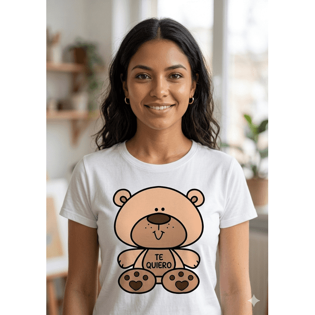 Playera Blanca Camiseta Osito Café Te Quiero