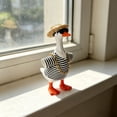 thumbnail image 6 of PiGOGI Summer Porch Goose Outfit Set for 7 Inch Mini Ducks, Striped Shirt Straw Hat Sunglasses, Outdoor Yard Patio Lawn Decor, 6 of 9