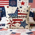 thumbnail image 6 of Let Freedom Ring Stars Fireworks Red White Flower Throw Pillow Covers, 18 x 18 Inch 4th of July Patriotic Independence Memorial Day USA Flag Cushion Case for Sofa Couch Set of 4, 6 of 7