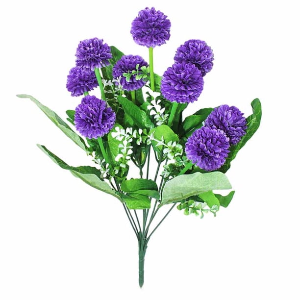 Ramo de flores de simulación de 9 cabezas, adorno floral falso, decoración de vegetación para sala de estar, púrpura oscuro Yuarrent HA8158-01B
