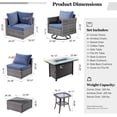 thumbnail image 3 of Ovios 10 Pieces Patio Fire Pit Set Outdoor Wicker Sectional Sofa Conversation Set with Swivel Rocking Chair,Denim Blue, 3 of 7