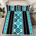 thumbnail image 2 of jejeloiu Vintage Geometric Rhombus Full Size Sheets,Cyan Aztec Triangle Bed Sheets For Men Women 4-Piece, 2 of 7