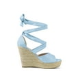 thumbnail image 3 of BLISSFUL STEP Édition Chaussures pour Femmes Espadrilles à Lacets Sandales Compensées à Plateforme Bleu Ciel 7,5, 3 of 7