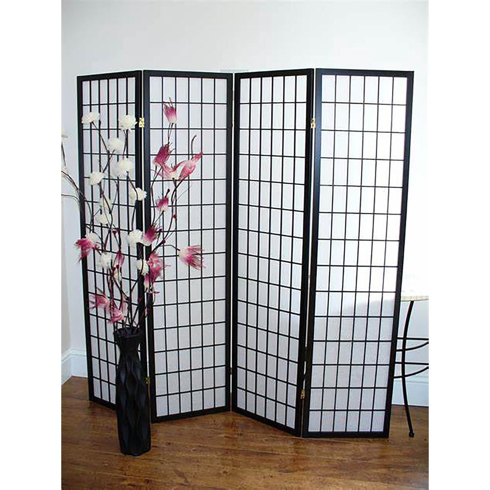 Ore International 4-Panel Room Divider - Black