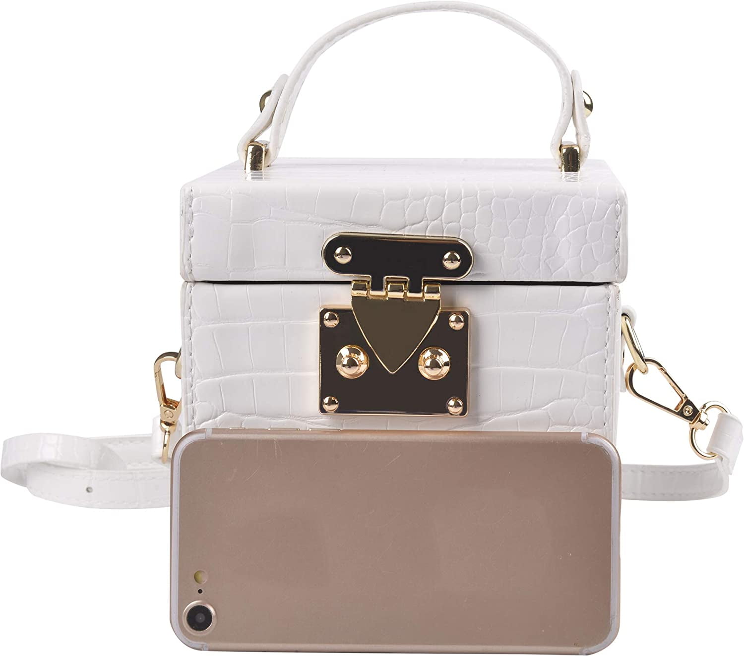 QZUnique Women's Square Box Handbag PU Cube Crossbody Shoulder Bag Wedding Clutch Bag Purse