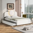 thumbnail image 2 of Euroco Full Size Upholstery Platform Bed with Trundle and Drawers for Kids Teens Adults, LED Light and USB Ports, 2 of 16