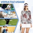 thumbnail image 6 of Uorisanigo Palm Leaves Womens Golf Shirt Breathable Versatile Women's Dry-Fit Golf Polo Shirts Relaxed Fashion Zip Up Collar Long Sleeve Tennis Tops, 6 of 7