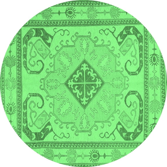 Ahgly Company Indoor Round Persian Emerald Green Traditional Area Rugs, 8' Round