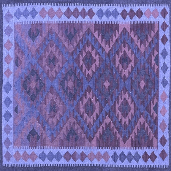 Ahgly Company Indoor Square Oriental Blue Traditional Area Rugs, 3' Square