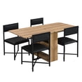 thumbnail image 6 of Harper & Bright Designs Compact Extendable Dining Table Set for 4, Modern Foldable Square Kitchen Table Set with Storage Rack and 4 PU Leather Upholstered Dining Chairs for Small Places, Black, 6 of 14