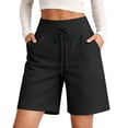 thumbnail image 3 of Only Moment Shorts for Women Trendy Bamboo Nodes Cotton Relaxed Fit Casual High Waist Pocketed Denim Shorts Gym Shorts Black,S, 3 of 7
