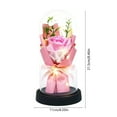 thumbnail image 3 of Gallickan Soap Rose Bouquet, Glass Dome with LED Light Base, Artificial Fragrant Rose Flowers, Long Lasting Valentine's Birthday Gift and Home Table Decor, Pink, 3 of 6