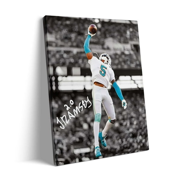American Football Sports Canvas Wall Art Jalen Ramsey Framed Poster Wall Decor Print For Kids Teen Birthday Gifts Rugby Star Pictures for Living Room Bedroom Home Decoration