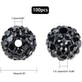 thumbnail image 5 of 100pcs 10mm Black Rhinestones Beads Pave Disco Ball Clay Beads Polymer Clay Rhinestone Beads Round Crystal Beads for Bracelet Necklace Earring Jewelry Making Halloween Christmas Decor, 5 of 9