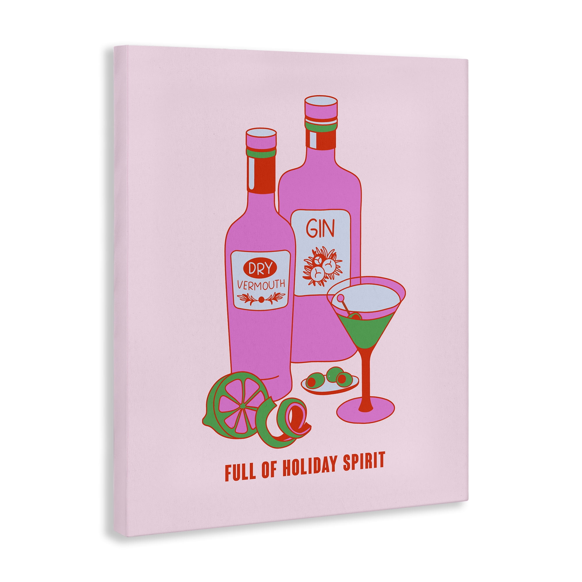 Stupell Industries Funny Holiday Spirit Drinks Food & Beverage Painting Wrapped Canvas Art Print Wall Art, 16 x 20