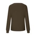 thumbnail image 5 of Aobny Pretty Womens Sweaters Brown Cotton V-Neck Long Sleeve Stockinette Pullover Fashion Sweaters for Adult Loungewear, 5 of 6