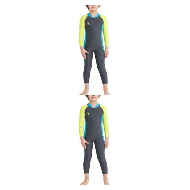 Advancent Kid Wetsuit Child Wetsuit Kids Wet Summer Wet Summer Kid Suit Swimwear Suit Outdoor for Summer Outdoor Swimming Surfing Diving Gris oscuro L 2Conjunto