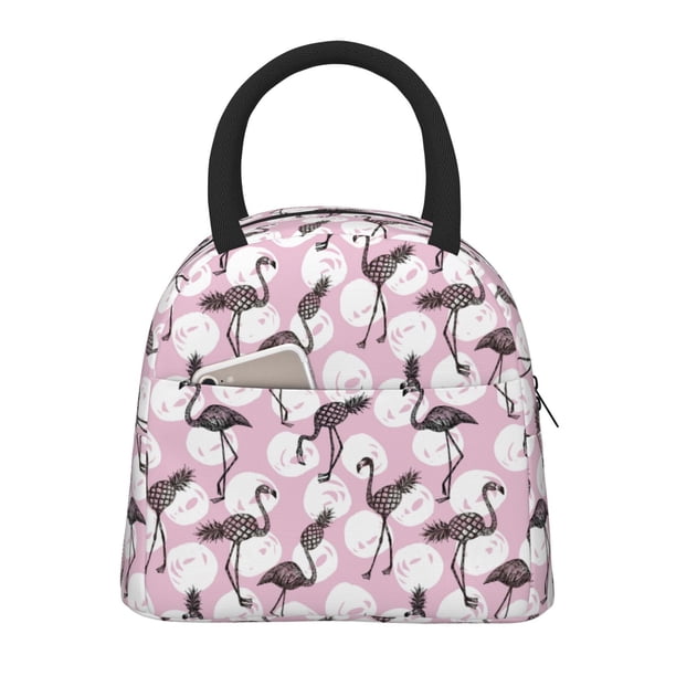 Easygdp Pineapple Flamingo Bolsa de Almuerzo Insulada Grande, Forro de Aluminio, Diseño Espacioso, a Prueba de Fugas, Ideal para Trabajo, Picnics, Viajes y Actividades al Aire Libre