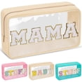 thumbnail image 1 of Bolsa de maquillaje Izuzta Chenille Letter Clear Mama Pouch Beige, 1 of 9