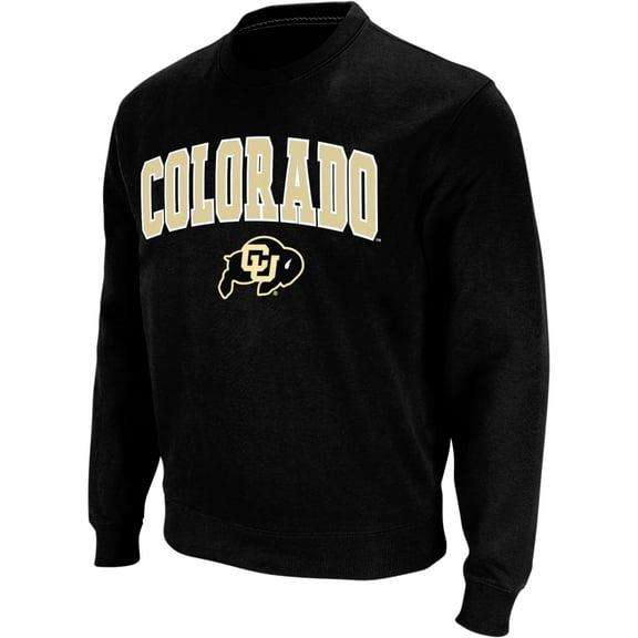 Men's Colosseum Black Colorado Buffaloes Arch & Logo Crew Neck Sweatshirt