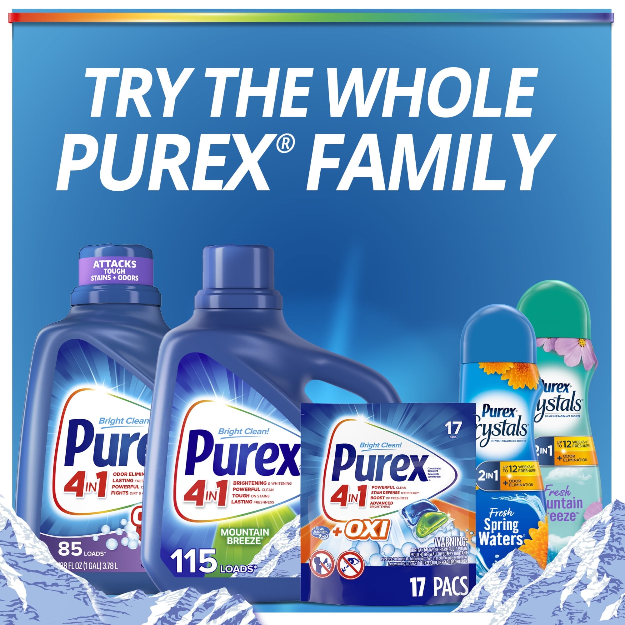 Purex Liquid Laundry Detergent, Mountain Breeze, 250 Fluid Ounces, 192 Loads