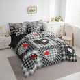thumbnail image 4 of Feelyou Plaid Love Heart Twin Bedding Sets 7-Piece, Modern Fashion Patchwork Bedding Comforter Set, Black Check Buffalo Reversible Sheet Sets, Lightweight Room Decor, 4 of 9
