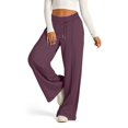 thumbnail image 2 of Chroia Women's Solid High Waist Flared Drawstring Baggy Athletic Joggers - Wide Leg Sweatpants M-2XL, 2 of 5
