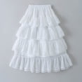thumbnail image 3 of Miluxas Girls' Maxi Skirts Tiered Elastic Waist Long Flowy Swing Ruffle Pleated Casual Summer Skirts White 9-10 Years, 3 of 7